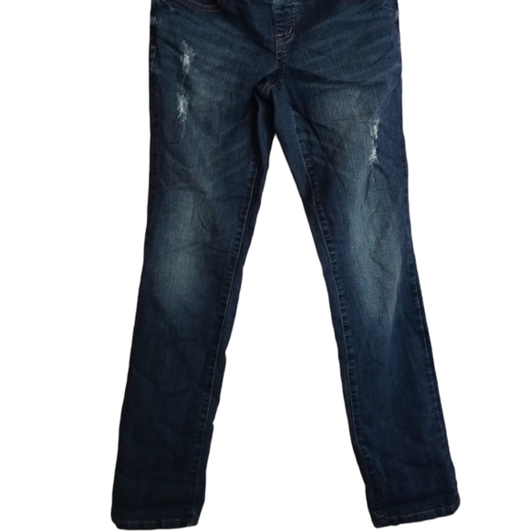 JagJeans High Rise Straight Leg DISTRESSED Pull On Jeans - Picture 2 of 8